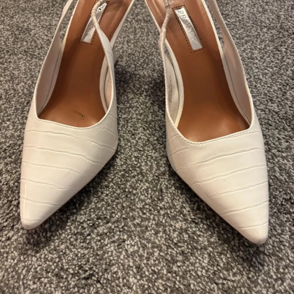 Primark Cream Croc-Embossed Slingback Heels